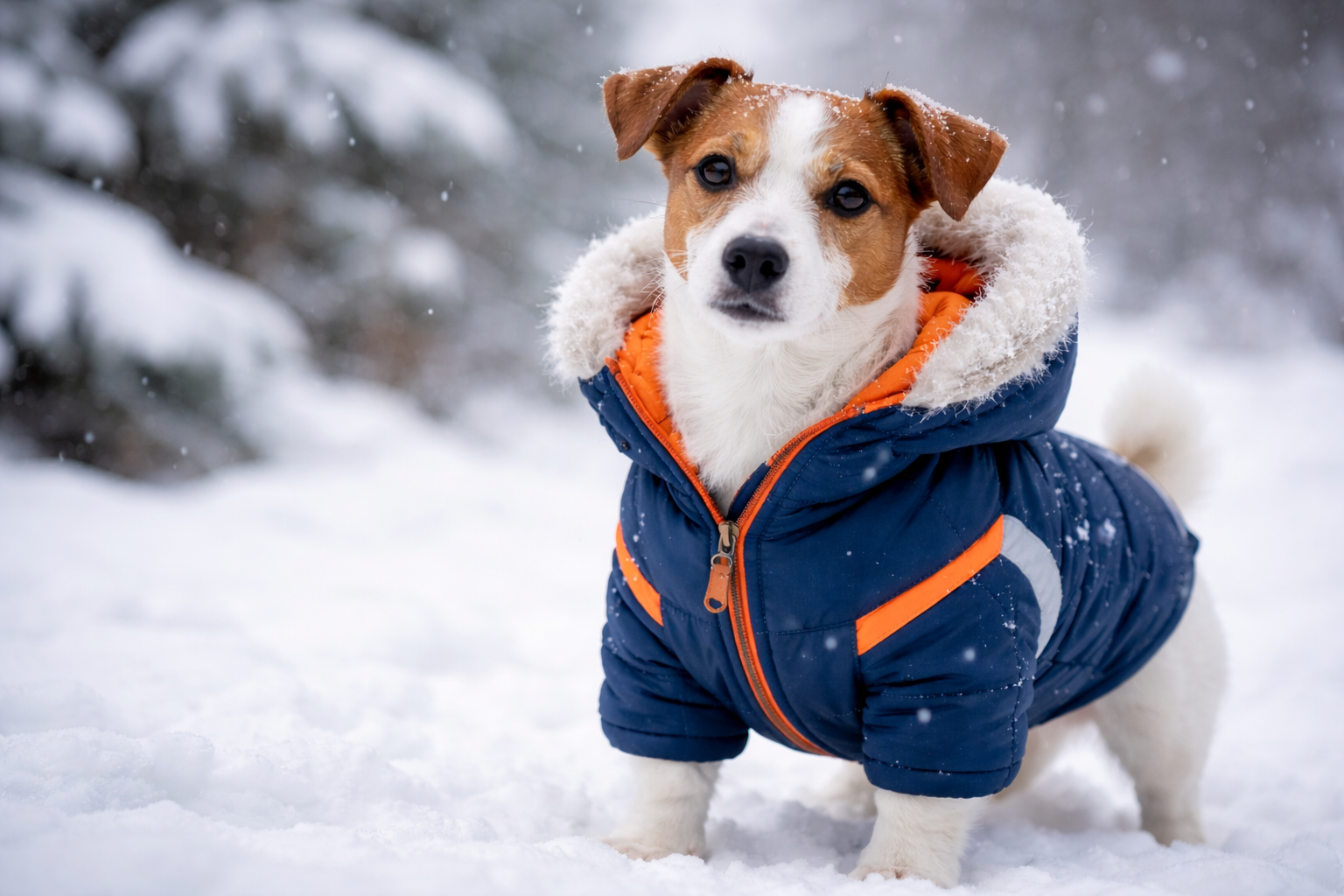 Pes v zimním oblečku